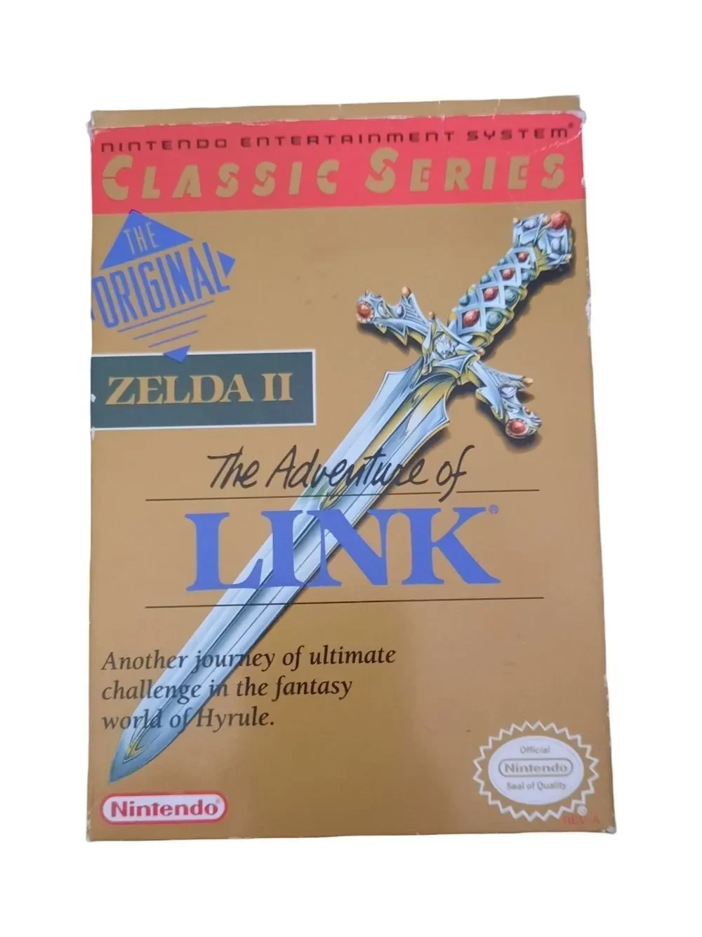 Nintendo Zelda II Classic Series Box with Gold, Blue and Red Accents